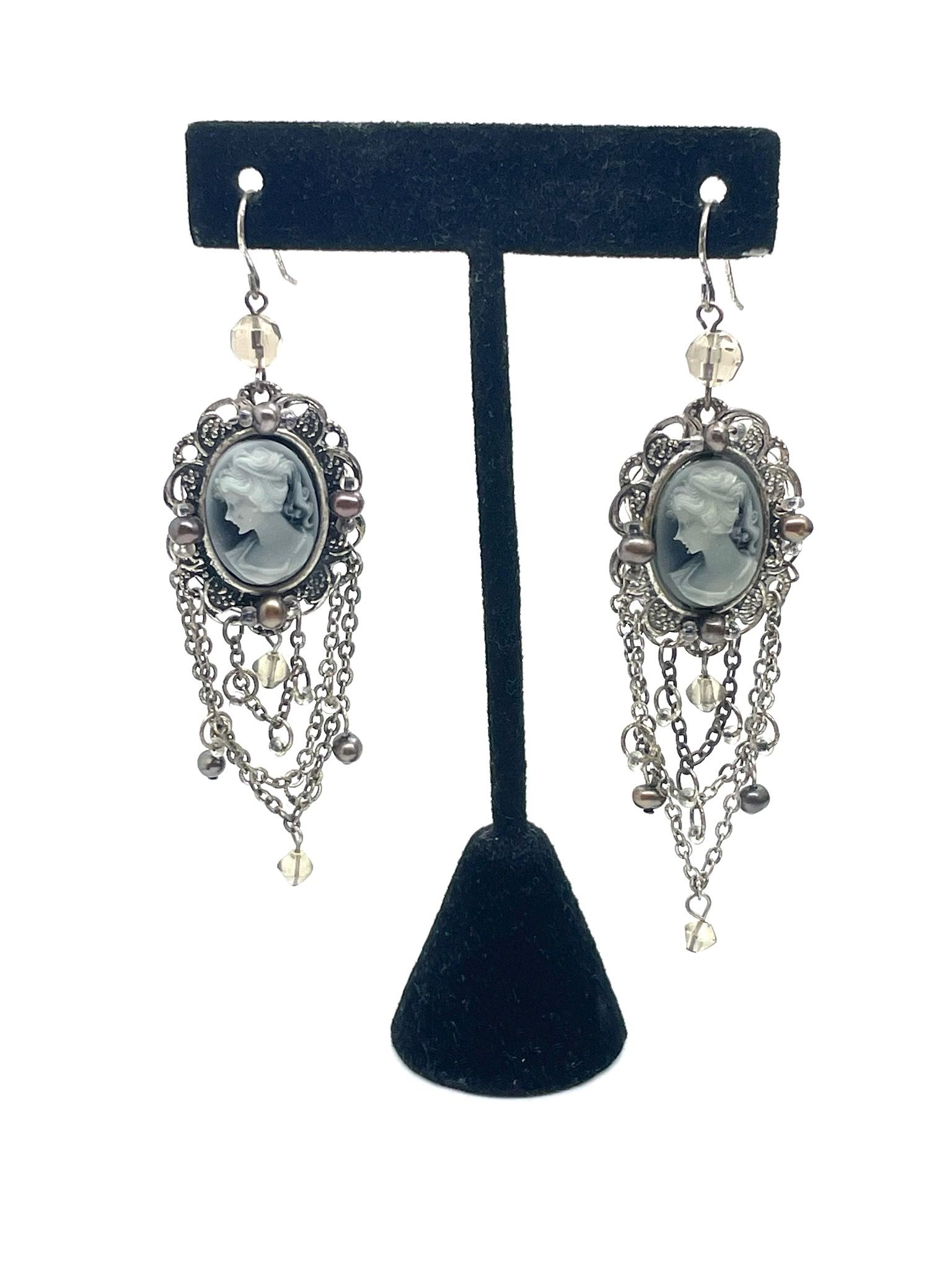 Vintage Cameo Chandelier Earrings