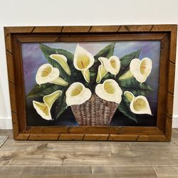 Wood Framed Floral Painting 