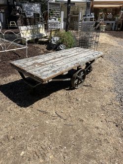 Industrial Rail Cart / Table - 7’ x 3’ x 2’