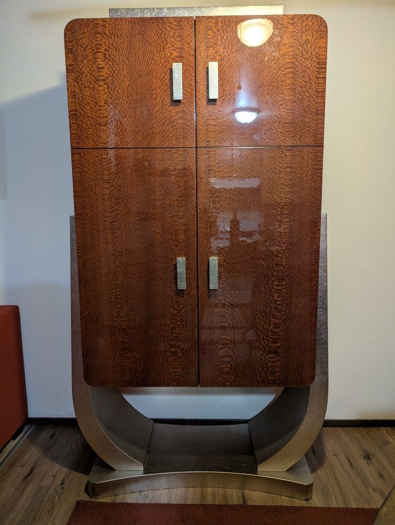 Vintage Art Deco Snakewood Bar Cabinet
