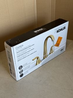 New Kohler Cursiva Double Handle Bathroom Faucet - Brass