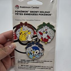 Pokémon Snowy Holiday Pokémon Pins (3-Pack) Pokemon Center 