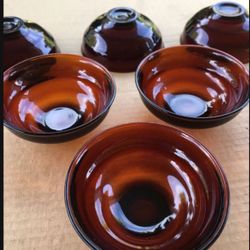 Vintage Red Glass * Desert Bowls * Art Deco Rings