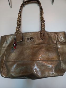 COACH BAG, GOLD , MEDIUM 