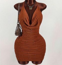 Burnt Orange Halter Dress (Small)