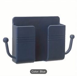 Blue Wall Mount Cell Phone Charging Organizer With Cord Hooks