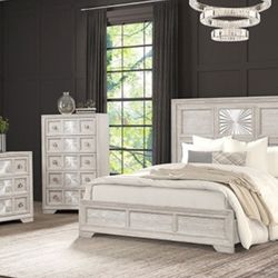 Brand New Light Grey 4pc Queen Bedroom Set (Available In Eastern King)