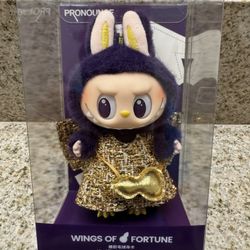 Pop Mart Labubu Pronounce Purple Wings Of Fortune Gold Vinyl Plush Keychain Purse Charm New Sealed Box 