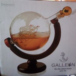 Galleon  Glass Ship Sculpture Decanter 28oz