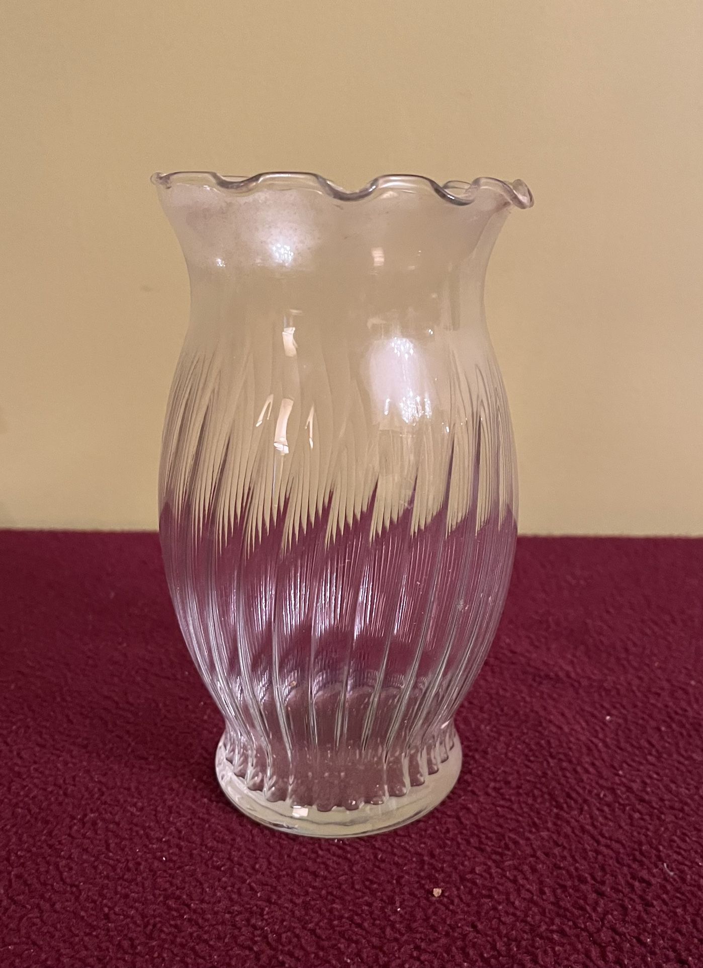 Vintage Clear Glass 7 " Vase Ruffled Edge