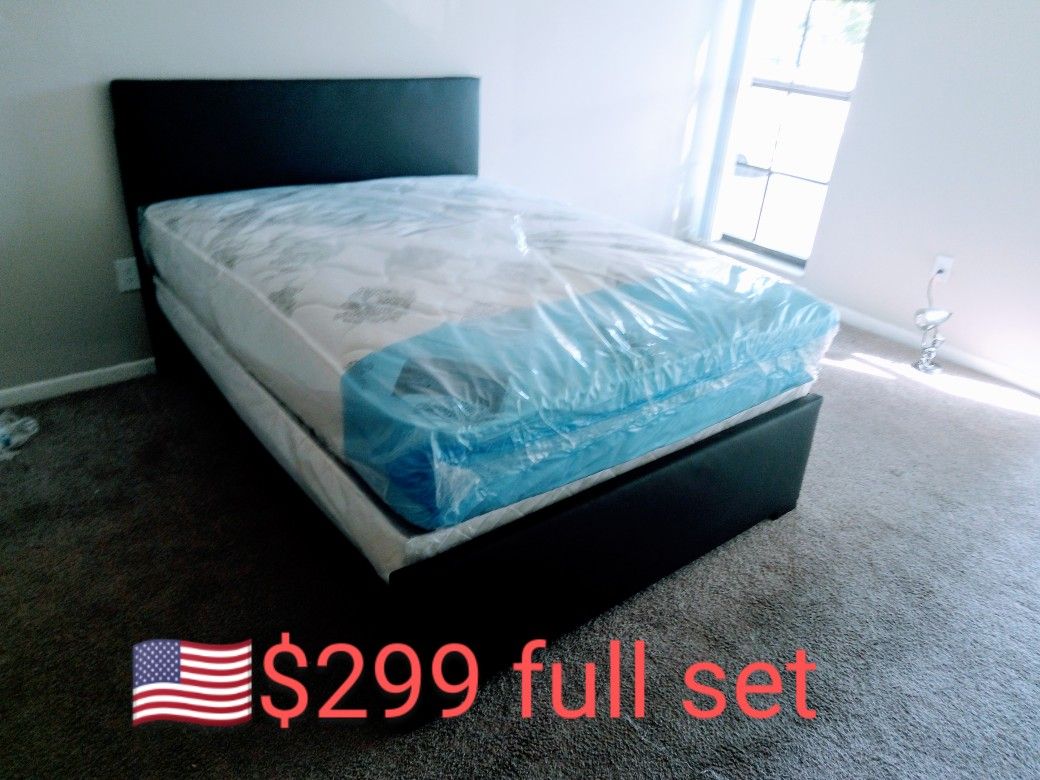 🇺🇸$299 Full Bed With Mattress And Boxspring Brand New Free Delivery