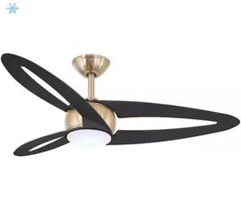 Torte 46 in. Brass Finish Black Blades Downrod Mount Standard Ceiling Fan with CCT LED Module and Re
