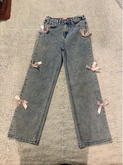 Pink Bow Jeans- Size 10