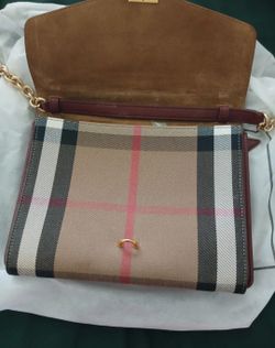 Burberry Macken Crossbody Bag Leather and House Check Canvas Small