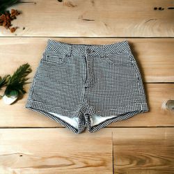 Subdued Black And White Checkered Shorts Size 27 High Waisted Micro Short
