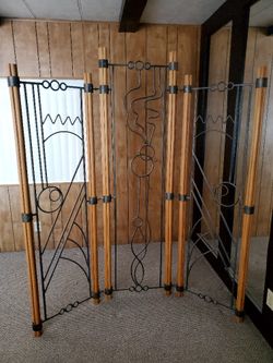 Custom Made Iron & Bamboo Room Divider
