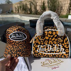 Von Dutch Leopard Print Hat & Bag Set