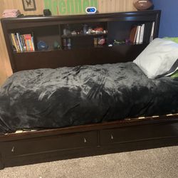 Twin Bed With Drawers And Shelving