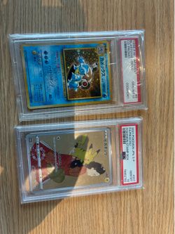 1998 Blastoise CD promo psa 10 and 2021 POKEMON JPN. S-P FA/PIKACHU POKEMON STAMP BOX