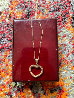 18k Gold Heart and Necklace with Diamonds