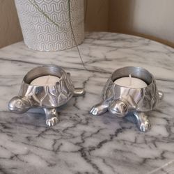 $15 Pair Vintage Cast Aluminum Votive Candle Holders