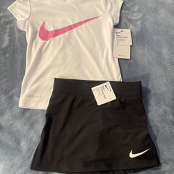 Zip Up Heart Sweater Bundled With Nike Tennis Skirt And Shirt 