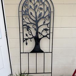 Garden Metal Arched Garden Trellis with Tree of life 7  ft tall