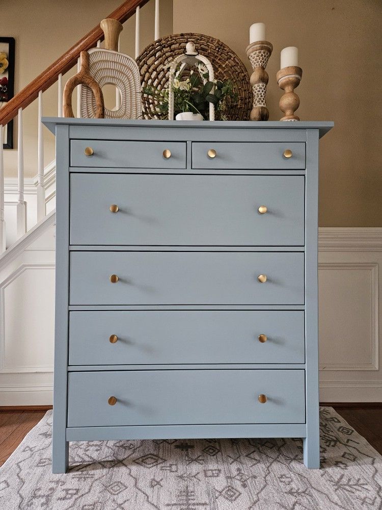 Beautiful Dusty Blue Ikea Hemnes Dresser Chest Of Drawers