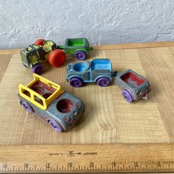 Vintage 1967 Tootsie Die Cast Toy Lot - Tractor, 2 Pull Trailers & 2 Vehicles.