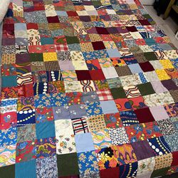 vintage squares- colorful quilt 53”x 70”