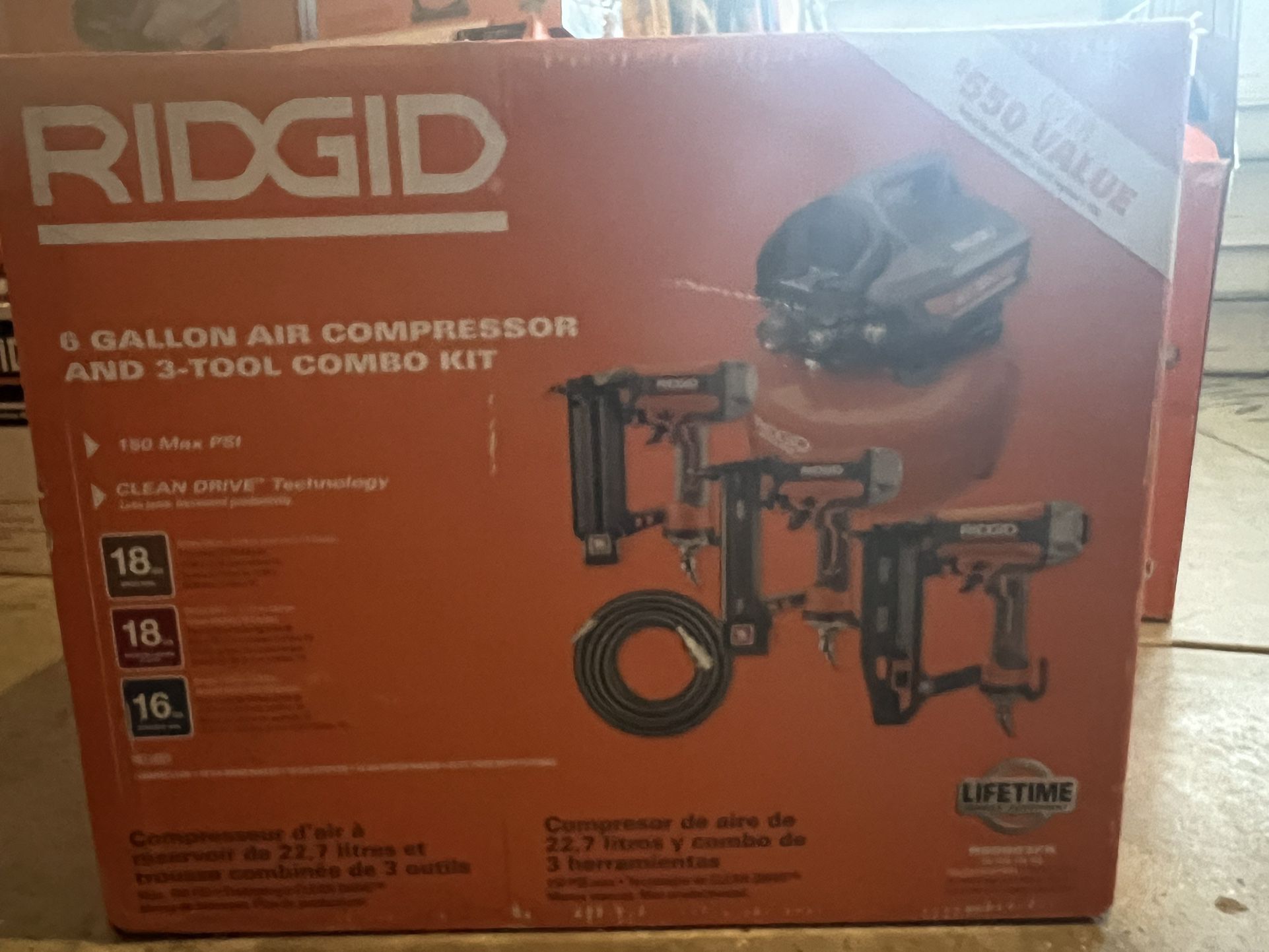 Ridgid 6 Gallon Air Compressor 3 Tool Kit 