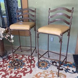 Two Metal Bar Stools 