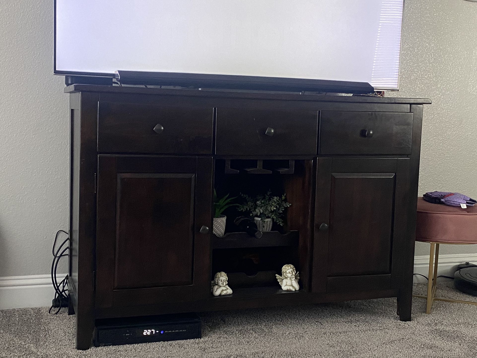 Wine/TV Stand Cabinet, Solid Wood