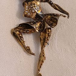 Vintage Marcel Boucher Sterling Silver Ballet Ballerina Dancer Rhinestone Brooch