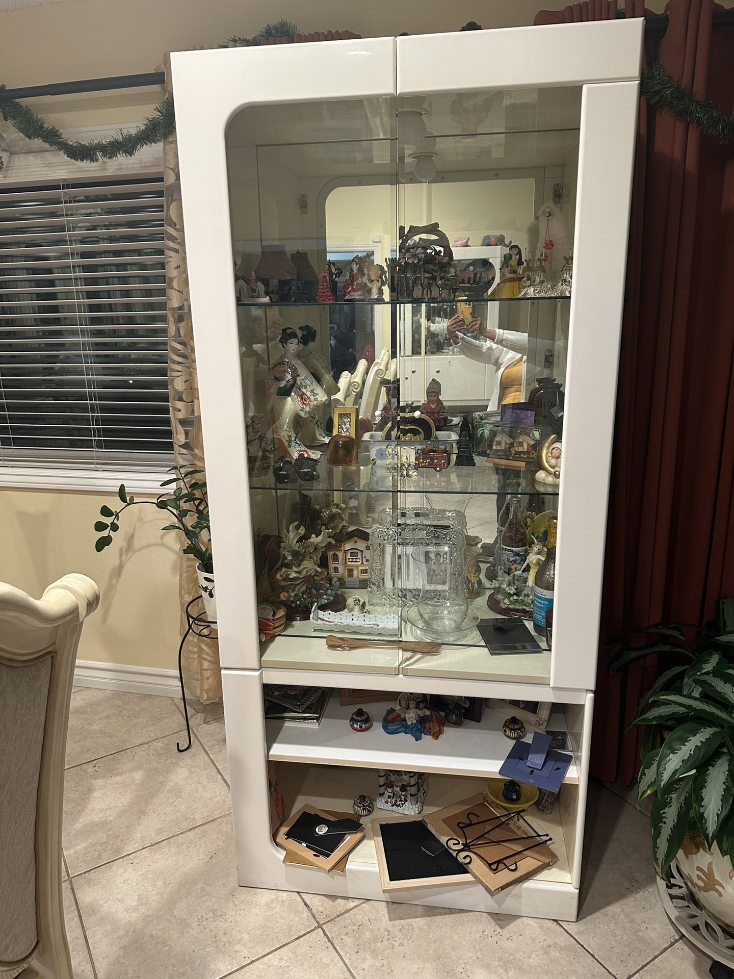 White China Cabinet Set- 2 Pieces