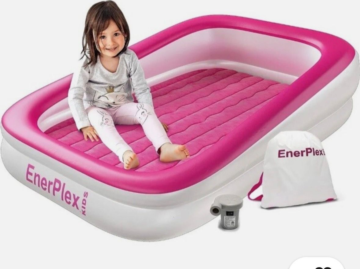Kids Inflatable Travel Bed with High Speed Pump Portable Blow up Toddler Airbed