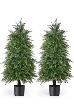2 Pack 4ft Artificial Cedar Topiary Trees