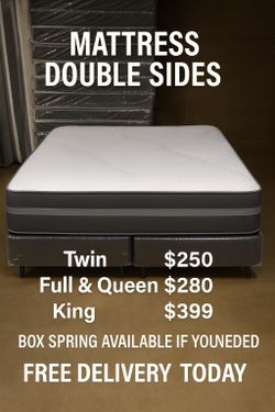 Queen Mattress ( Double Aides) Come With Free Box Spring - Delivery 🚚 Available