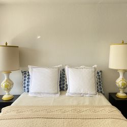 Pair Of Large Vintage Yellow Lamps