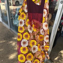 African print kaftan-style dress