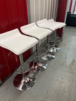 Set of 4 White Adjustable Bar Stools (offers)