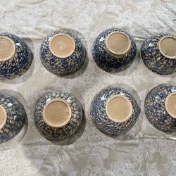 Large VINTAGE STONEWARE COUPE SOUP BOWLS