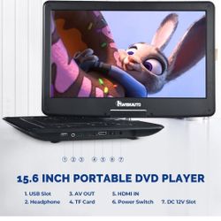 NAVISKAUTO 17.9" Portable DVD Player with 15.6'' Large Screen 6 Hours Rechargeable Battery Support HDMI Input, Sync Screen, Last Memory, Region Free, 