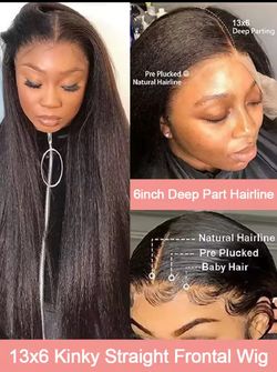 Yaki Straight Invisible Strap Drawstring Snug Fit 360 Hd full lace 13X6 Lace Front Human Hair Wig Kinky Straight Human 30 Inch