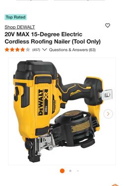 Shop DEWALT 20V MAX 15-Degree Electric Cordless Roofing Nailer (Tool Only) Questions & Answers (63)
