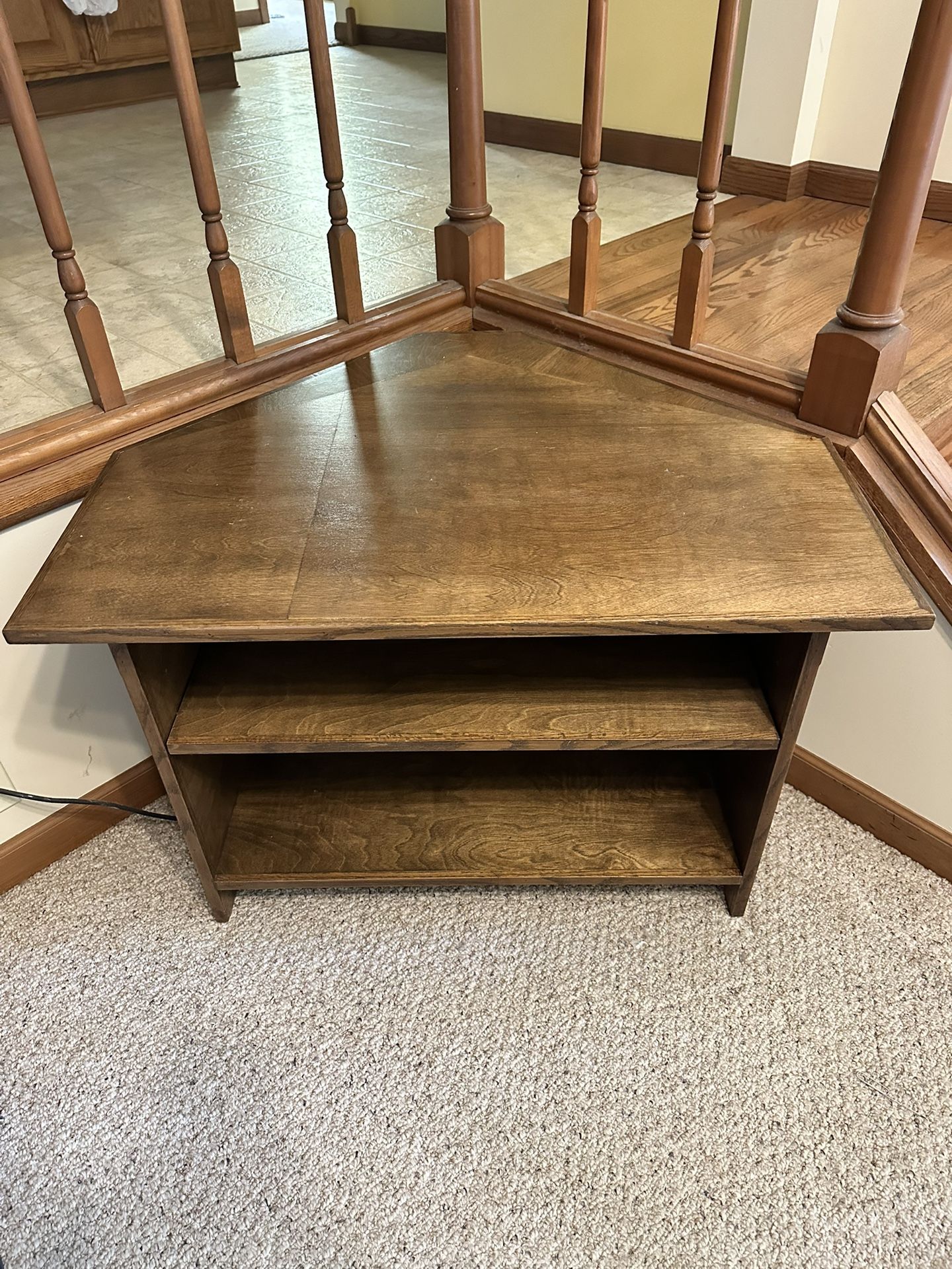 Handmade Corner table or shelf was used for TV