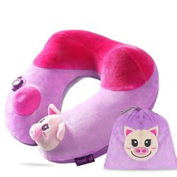 Travelmall Inflatable Neck Pillow for Kids,U-Shaped Travel Pillow Comfortably Supports Head, Neck and Chin,Child Animal Design Pillow (Piglet Edition)