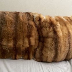 Large Real fur Brown Mink Decorative  pillows 