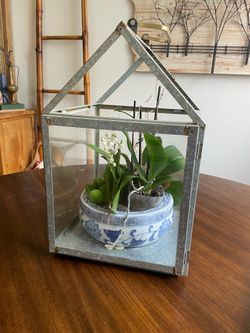 Hearth And Home Magnolia Galvanized Metal And Glass House Lantern.