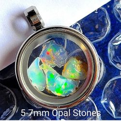 Floating Ethiopian Fire Opal Rough Polished Gemstones 1" Pendant Jewelry